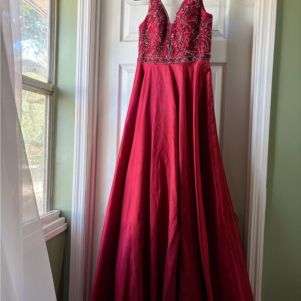 Elegant Red Beaded Gown